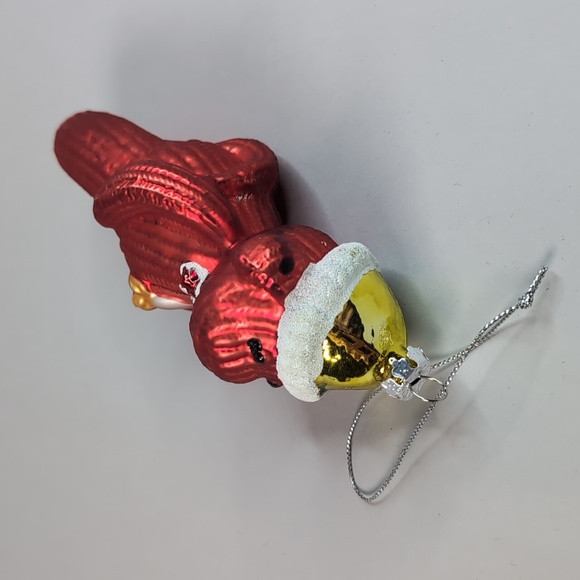 Red sock monkey glass holidays ornament - Picture 6 of 10